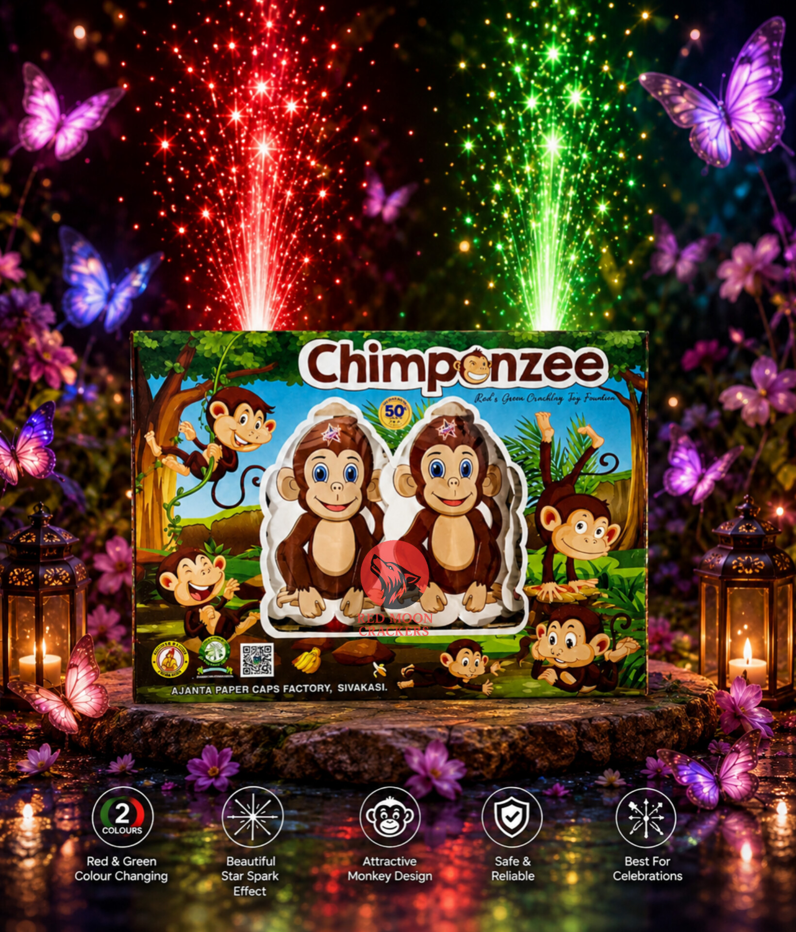 Chimpanzee Red & Green Fountain